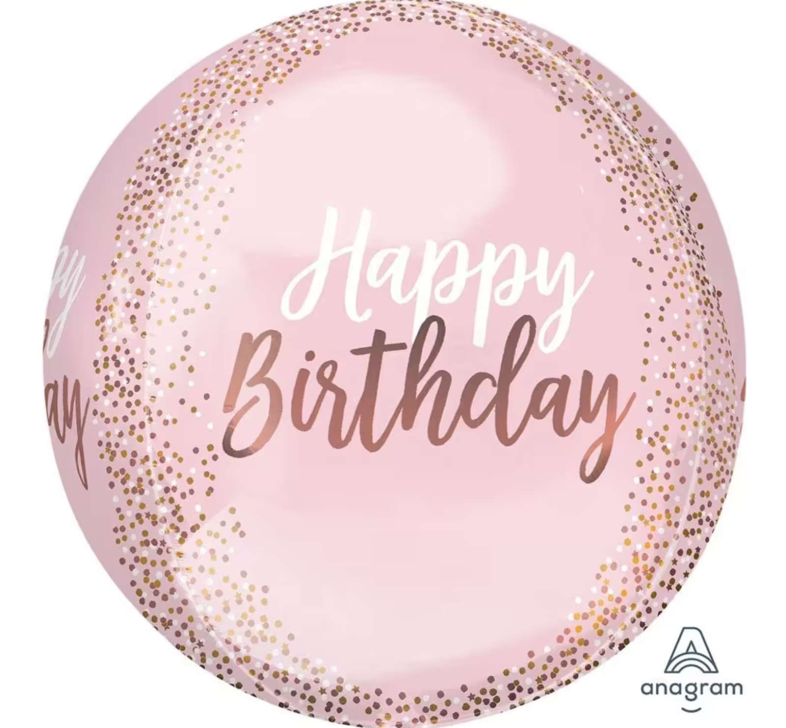XL Folienballon Orbz - Happy Birthday, rosa - ø 40cm